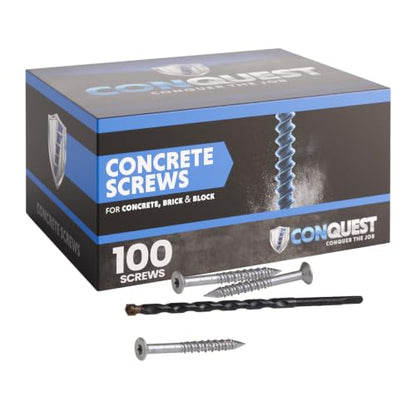 Conquest T-30 Flat Head Concrete Screws with Drill Bit 1/4” x 2-1/4” - size: 1/4" x 2-1/4"