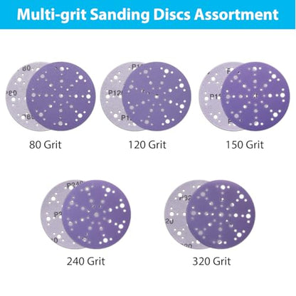 6 Inch Ceramic Sanding Discs, 49 Holes, 50 Pack - style: Mix Grit