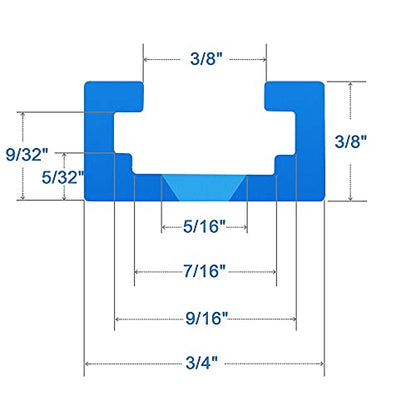 Aluminum T-Track Intersection Kit with Wood Screws– 1 PK (Blue) - size: 3"