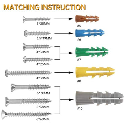 370pcs Drywall Anchors and Screws Assortment Kit