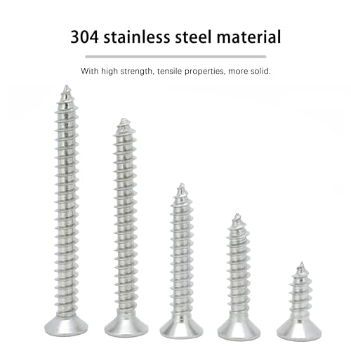 #10 × 1" Flat Head Phillips Wood Screw, Stainless Steel 304 (18-8), Self Tapping, Countersunk Head Sheet Metal Screws, 10 × 1-Inch, 75Pcs - color: Stainless Steel Screws, size: #10 x 1"