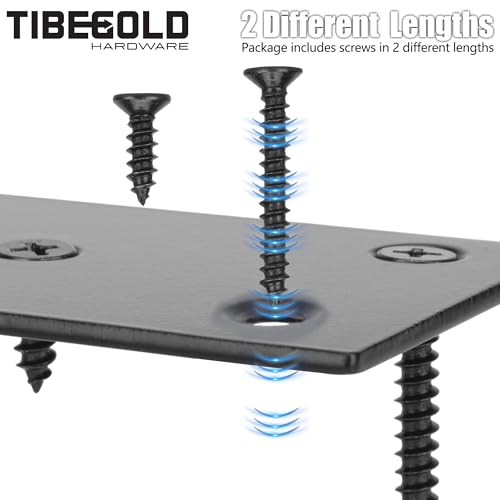 Mending Plate, Black Metal Flat Straight Brace Bracket, Double-Wide Metal Plate, Joining Plate for Wood Furniture Fence Fastening with Screws in 2 Different Lengths (30x70mm, 10 Pack) - size: 1.2"×2.7"/30*70mm