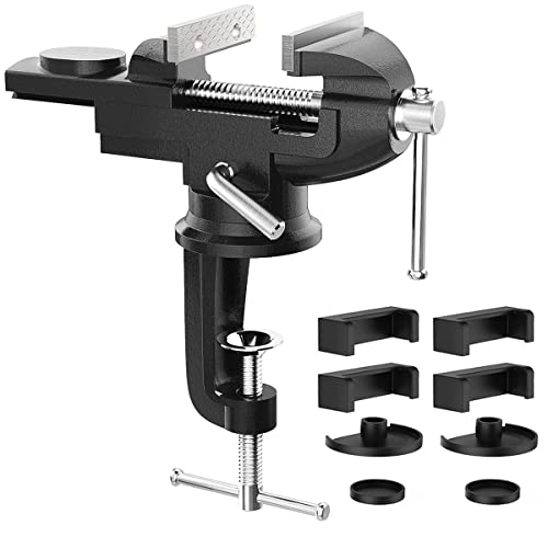 Housolution Universal Table Vise 3 Inch, 360°Swivel Base Bench Clamp - color: Black