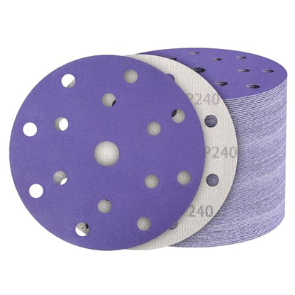 50Pcs 6 Inch Sanding Discs 240 Grit, Hook and Loop Orbital Sandpaper - style: 240Grit-50Pcs
