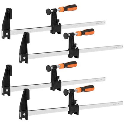 4-Pack 18 inch Bar Clamps,Long Wood Clamps Heavy Duty Force 600 Lbs Adjustable and Release Quickly,Woodworking Clamps Throat Depth 2.5 inch with Plastic Handle - size: 18 INCH/4PCS