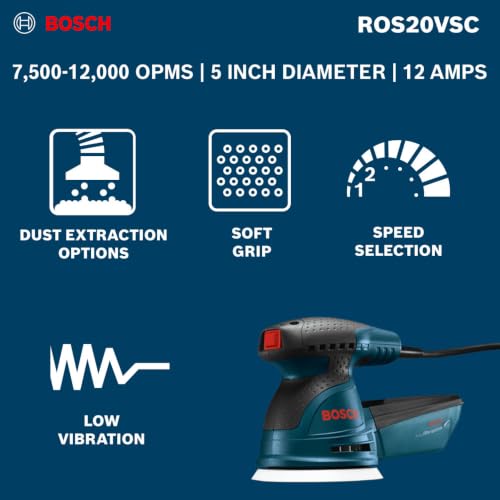 BOSCH ROS20VSC Palm Sander, Variable Speed Random Orbital Sander - style: Industrial