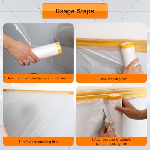 Drop Cloth for Painting, 35”x 65’(3 Rolls), Painters Plastic Roll - size: 35in x 65Ft