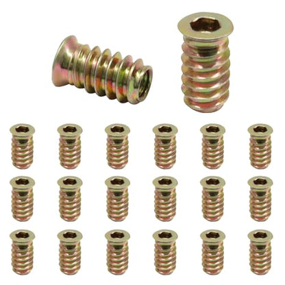 Piutouyar 20 Pcs M6x20mm Threaded Inserts Nuts for Wood - size: M6x20mm