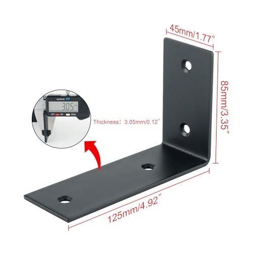 Alise 4Pcs Black Heavy-Duty L-Shaped Floating Shelf Wall Brackets - color: Black, size: (4P) 5x3.4x1.8 inch