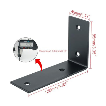 Alise 4Pcs Black Heavy-Duty L-Shaped Floating Shelf Wall Brackets - color: Black, size: (4P) 5x3.4x1.8 inch