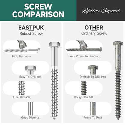 109Pcs 1/4" Hex Head Lag Bolts Screws Assortment Kit, Heavy Duty Lag Screws with Washers, 304 Stainless Steel 18-8, 1/4 Bolt for Wood, Bright Finish - size: 1/4" Kit