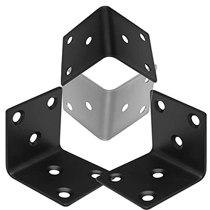 20Pcs Stainless Steel Angle Brackets, 1.5"x1.5"x1.5" Black L Brackets for Wood, 40MM 1.5Inch Heavy Duty Wide Corner Bracket Metal Corner Brace 90Degree L Shape Bracket for Wooden Frame Bed Furniture - style: Black