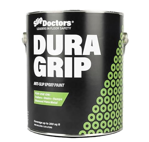 Dura Grip Anti-Slip Paint for Concrete, Wood, Tile and Metal – Non-Skid Coating for Floor, Decking and Ramps – Gallon (Black) - color: Black