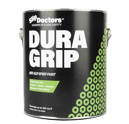 Dura Grip Anti-Slip Paint for Concrete, Wood, Tile and Metal – Non-Skid Coating for Floor, Decking and Ramps – Gallon (Black) - color: Black