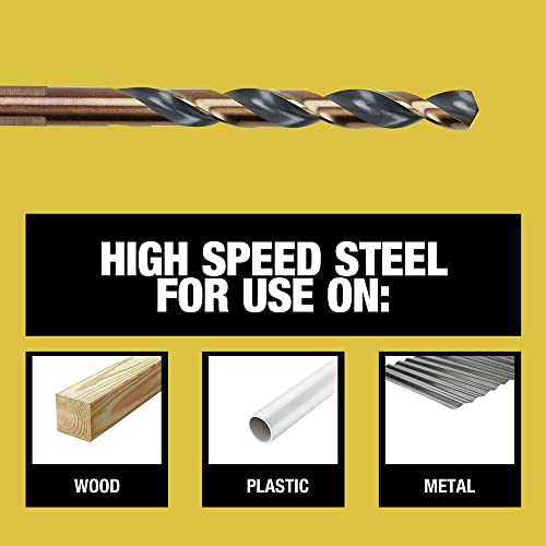 DEWALT Drill Bit Set, 21 Pc High Speed Steel DEWALT Bits, Black and Gold Oxide Coated, 135 Degree Split Point, 31 Degree Helix (DWA1181) - size: One Size