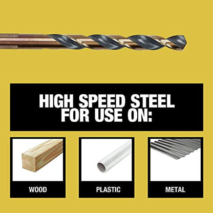 DEWALT Drill Bit Set, 21 Pc High Speed Steel DEWALT Bits, Black and Gold Oxide Coated, 135 Degree Split Point, 31 Degree Helix (DWA1181) - size: One Size