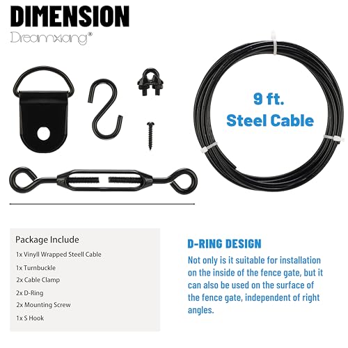 Anti Sag Gate Support Cable Frame Kit for Wooden Fence, Black, 1 Pack - color: Black