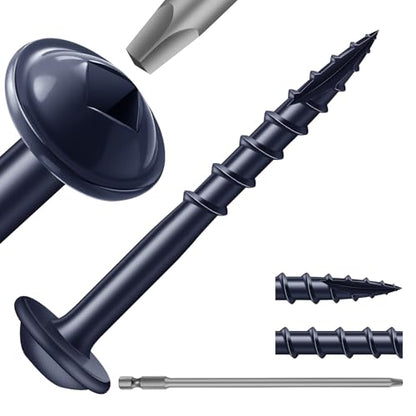 Pocket Hole Screws #8 x 1-1/4" (160Pcs) 1lb. Carbon Steel, Blue, Washer Head, Coarse Thread, Square Drive,150MM Drive Bit Included - color: Blue, size: #8 x 1-1/4"