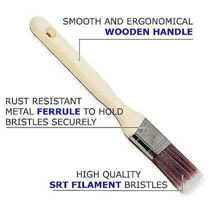 Allgala 3-PK 1"+1.5"+2 Paint Brushes Set for All Surface Wall Door Furniture Trim with Premium Wood Handle and Durable Filament Bristles