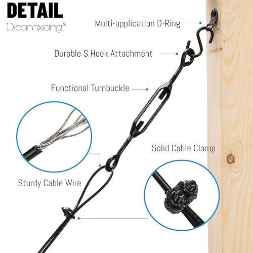 Anti Sag Gate Support Cable Frame Kit for Wooden Fence, Black, 2 Pack - color: Black