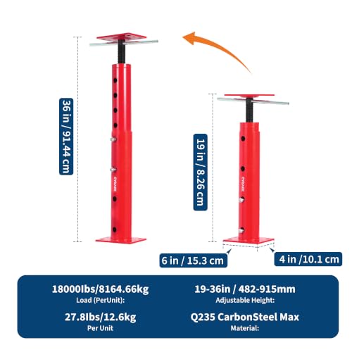 OUTLANE House Floor Jacks, 2 Pack 19"-36" Adjustable Jack Post 18000 LBS - color: Red, size: 19"-36"