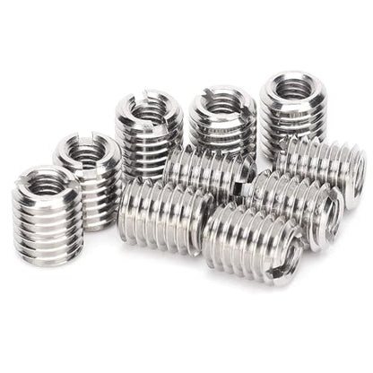 10PCS Threaded Inserts, M6x1.0 Female and M10x1.5 Male Threaded Wood Inserts Stainless Steel Self Tapping Thread Insert Reducing Nut Conversion Kit