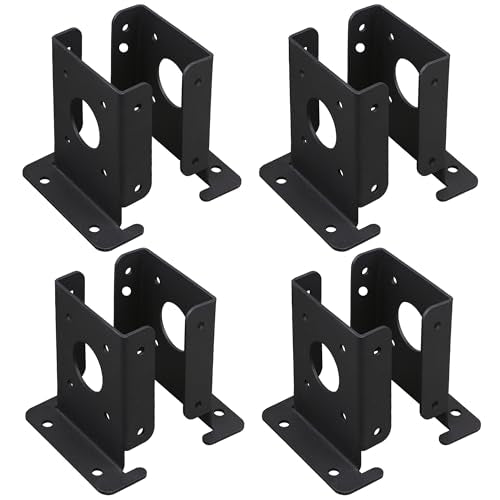 8Pcs Adjustable 4x4 Fence Post Anchor Base Brackets Floor Flange Heavy Duty Solid Pergola Post Base Brackets kit for Deck Handrail Railing Mailbox