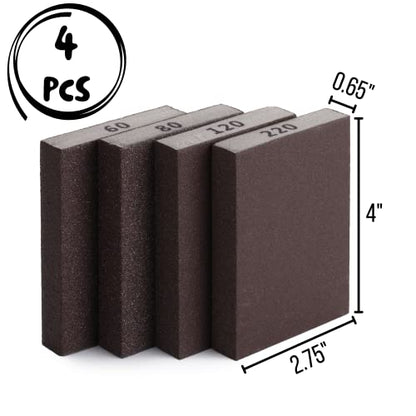 Bates- Sanding Sponge, 4 Pack, 60/80/120/220 Grit Assortment, Washable and Reusable Sanding Block for Wood, Metal, Drywall, Glazing, Sandpaper Blocks for Smooth Finishing - size: 4 Pack, 60/80/120/220 Grit