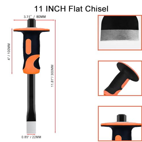 Masonry Chisel Set,3 Piece Heavy-Duty Point, Flat and Brick Chisels