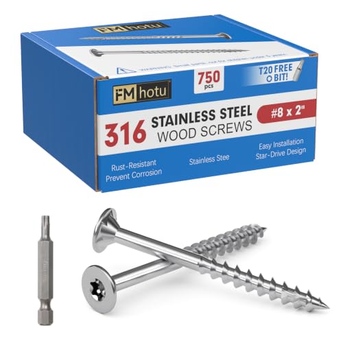 #8 x 2 Stainless Steel Deck Screws, 750Pcs 316 Grade Stainless Steel - size: #8 x 2"