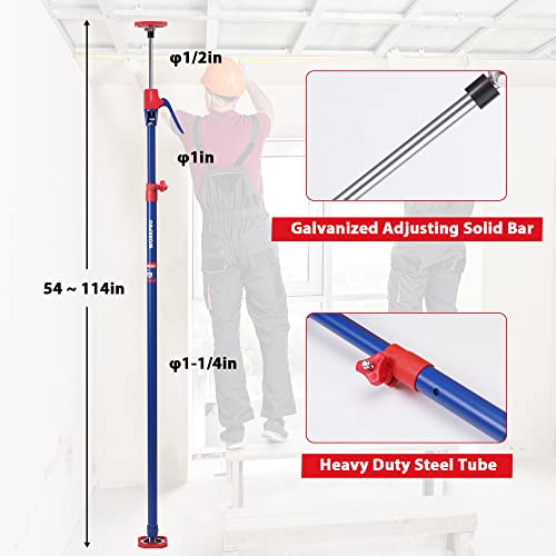 WORKPRO Cabinet Jacks, 54-114 in Adjustable Support Pole, 154 lbs, 2-Pack - size: Long-54"-114" 2PC
