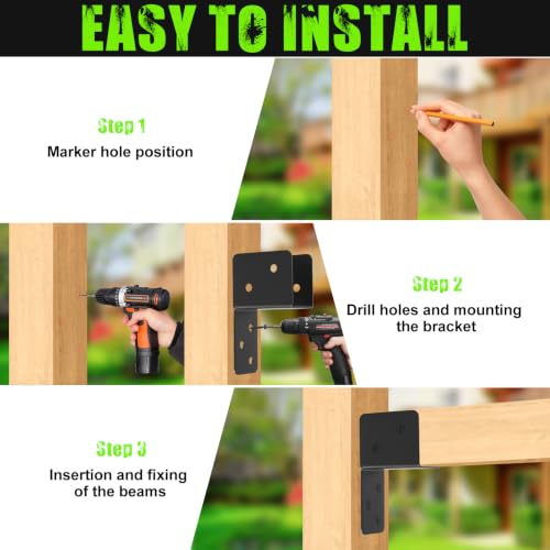 4 Pcs Post Caps Tie Bracket for 2x4 Post, Black - style: 2X4