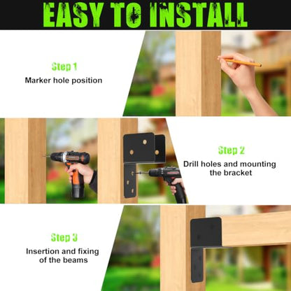 4 Pcs Post Caps Tie Bracket for 2x4 Post, Black - style: 2X4
