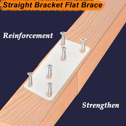JULIHTU White Flat Mending Plate 3.94" x 1.93'' Flat Bracket, 4 Pack - size: 3.94 x 1.93 x 0.08 inch/100 x 49 x 2 mm