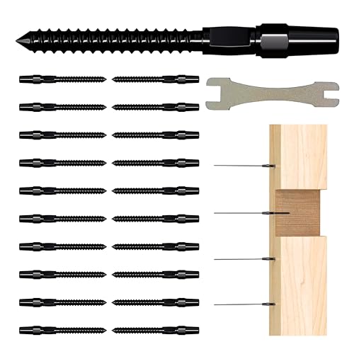 10 Pair Black Cable Railing Kit, Invisible Crimp Fitting Deck Cable Railing Hardware, Right&Left Handed Thread Swage Lag Screws for Wood Post of 1/8" T316 Steel Cable Railing System, HF016BL - color: Black
