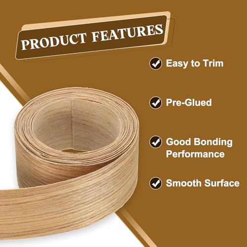uxcell 2 Inch x 13ft Wood Veneer Edge Banding, Pre-Glued Flexible Ash Edging Strips, Iron on with Hot Melt Adhesive Wood Tape for Cabinet Repair and Furniture Restoration - size: 2 Inch x 13ft