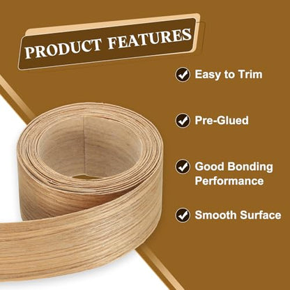 uxcell 2 Inch x 13ft Wood Veneer Edge Banding, Pre-Glued Flexible Ash Edging Strips, Iron on with Hot Melt Adhesive Wood Tape for Cabinet Repair and Furniture Restoration - size: 2 Inch x 13ft