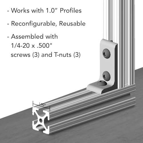 8020, 4176, 10 Series, Aluminum 3 Hole Inside Corner Bracket 90 Degree Angle Bracket for 80/20 T Slot Extruded Aluminum Extrusion (Black Anodize, 10) - style: Black Anodize