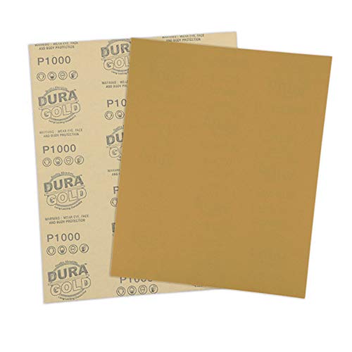 Dura-Gold Premium 9" x 11" Gold Sandpaper Sheets, 1000 Grit (Box of 10) - size: 1000-Grit