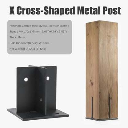 Heavy Duty 6x6 Concealed Post Base for Concrete, 5/16" Thick Steel