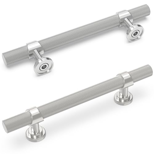 10 Pack 3-3/4 Inch Cabinet Pulls knurled Brushed Satin Nickel Kitchen Cabinet Handles Aluminum and Zinc Alloy Drawer Pulls Solid Cabinet Hardware - color: Brushed Satin Nickel, size: 3-3/4'' Hole Center(96mm)