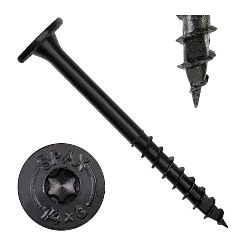 SPAX 1/4" x 3" Powerlags XF Exterior Pancake Head Structural Wood Lag Screws (50 pcs) T40 T-Star HCR Heavy Duty Timber Landscape Deck Structures High Corrosion Resistant - size: 1/4" x 3"