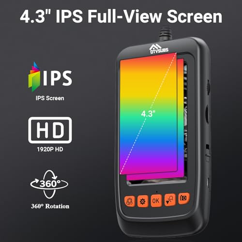 Endoscope Camera with Light, 4.3" IPS Screen Inspection Borescope Camera