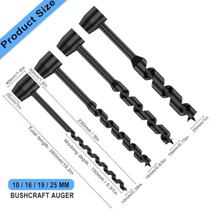 4Pcs Heavy Duty Steel Scotch Eye Wood Auger Bushcraft Drill Auger Kit - color: 4 PCS