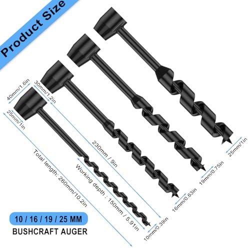 Hand Auger Wood Drill, Heavy Duty Steel Scotch Eye Wood Auger Manual Hand Drill Bit Bushcraft Survival Tools for Camping,Outdoor,Hiking,Woodworking (19mm) - color: 19mm