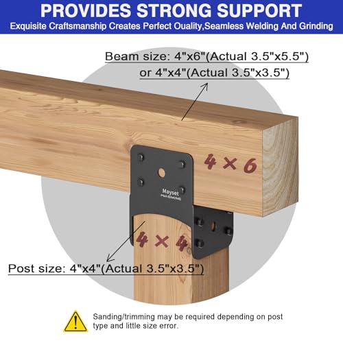 Post Anchor Connector,Stainless Steel Beam Anchor Connector, Post Base Bracket for Supporting Wood Beams (4, P4x4-B(4x4/4x6)) - size: P4x4-B(4x4/4x6)