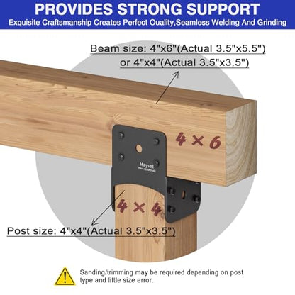 Post Anchor Connector,Stainless Steel Beam Anchor Connector, Post Base Bracket for Supporting Wood Beams (4, P4x4-B(4x4/4x6)) - size: P4x4-B(4x4/4x6)