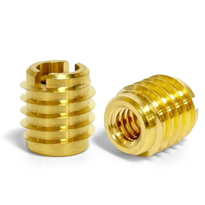 1/4"-20 Threaded Insert for Hard-Wood, Brass Knife Thread Inserts, 1/4"-20 Internal Threads, 0.5" Length, Pack of 25