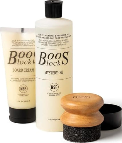 John Boos 3-Piece All-Natural Care & Maintenance Set - style: Care Set + Applicator Beechwood