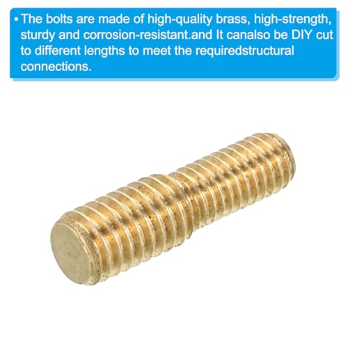 PATIKIL M5x10mm to M6x10mm Double End Threaded Stud Screw Bolt, 5 Pack Brass Rod Bolts Thread Reducer Adapter for Furniture Fastener, Hardware Connector - size: M5x10mm to M6x10mm